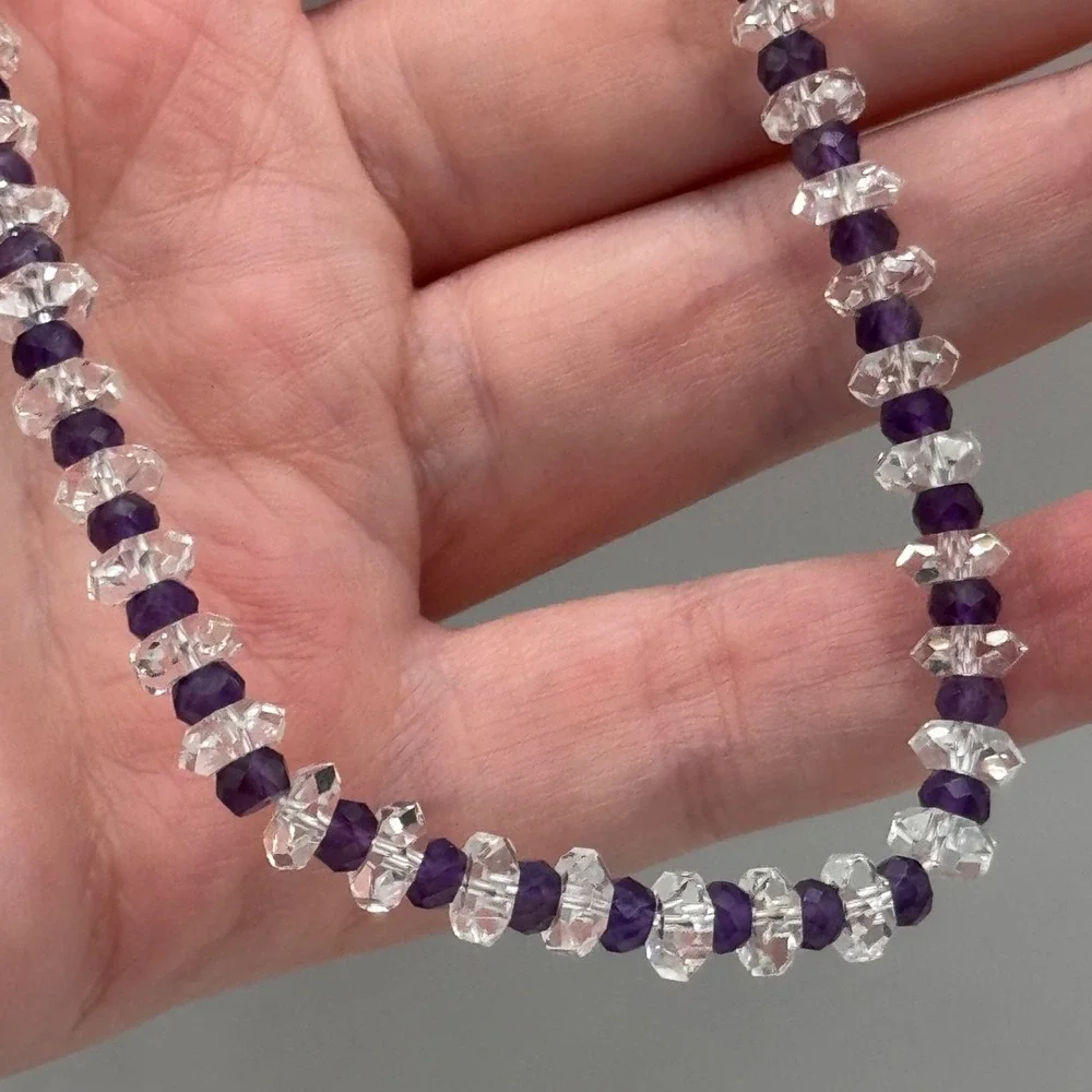 Deb Guyot Herkimer Quartz Bead Beaded Necklace Sterling Silver